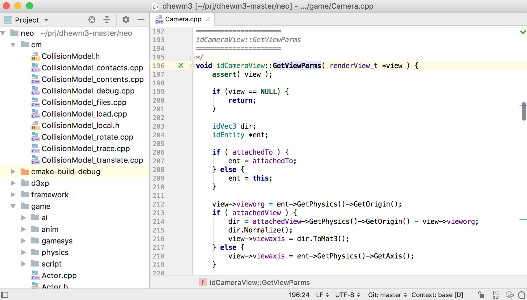 Screenshot of CLion