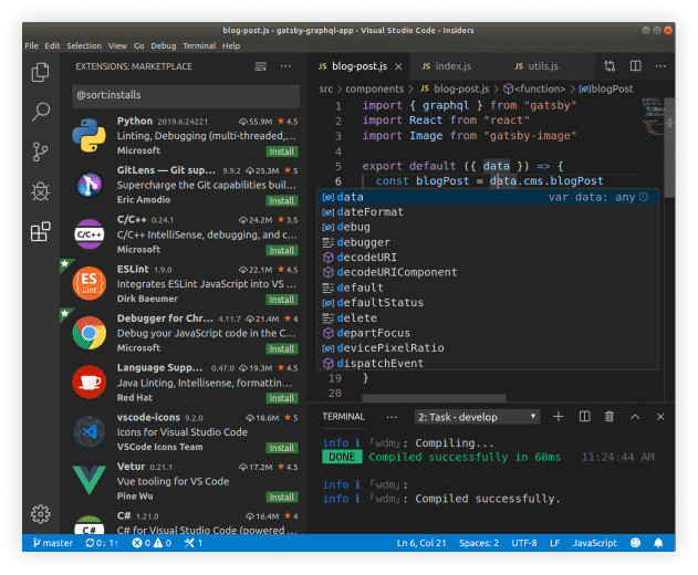 Screenshot of Visual Studio Code